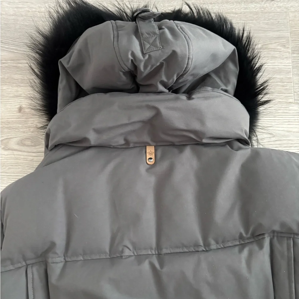 Mackage Gray Bomber Jacket with Black Fur Trim - Picture 5 of 8